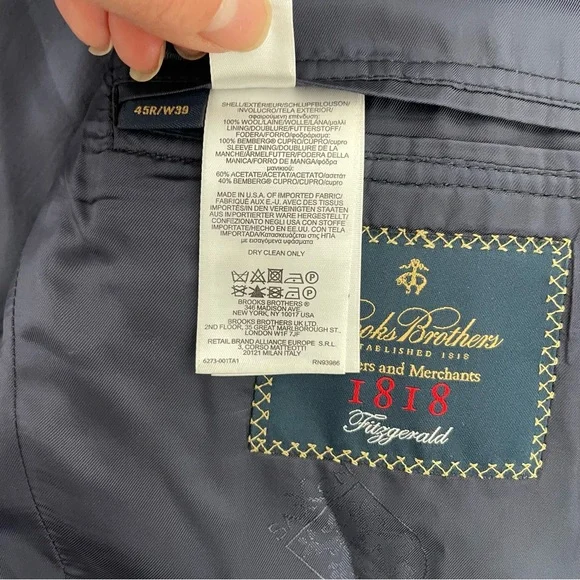 Brooks Brothers 1818 Fitzgerald Saxxon Sport Coat Men’s 45R Blue Plaid Wool